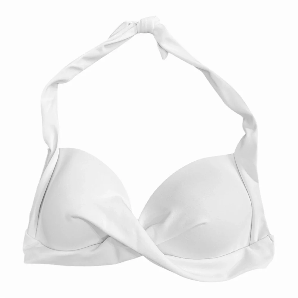 JETS by Jessika Allen Jetset 50's Twist Halter Bikini Top in White NWT